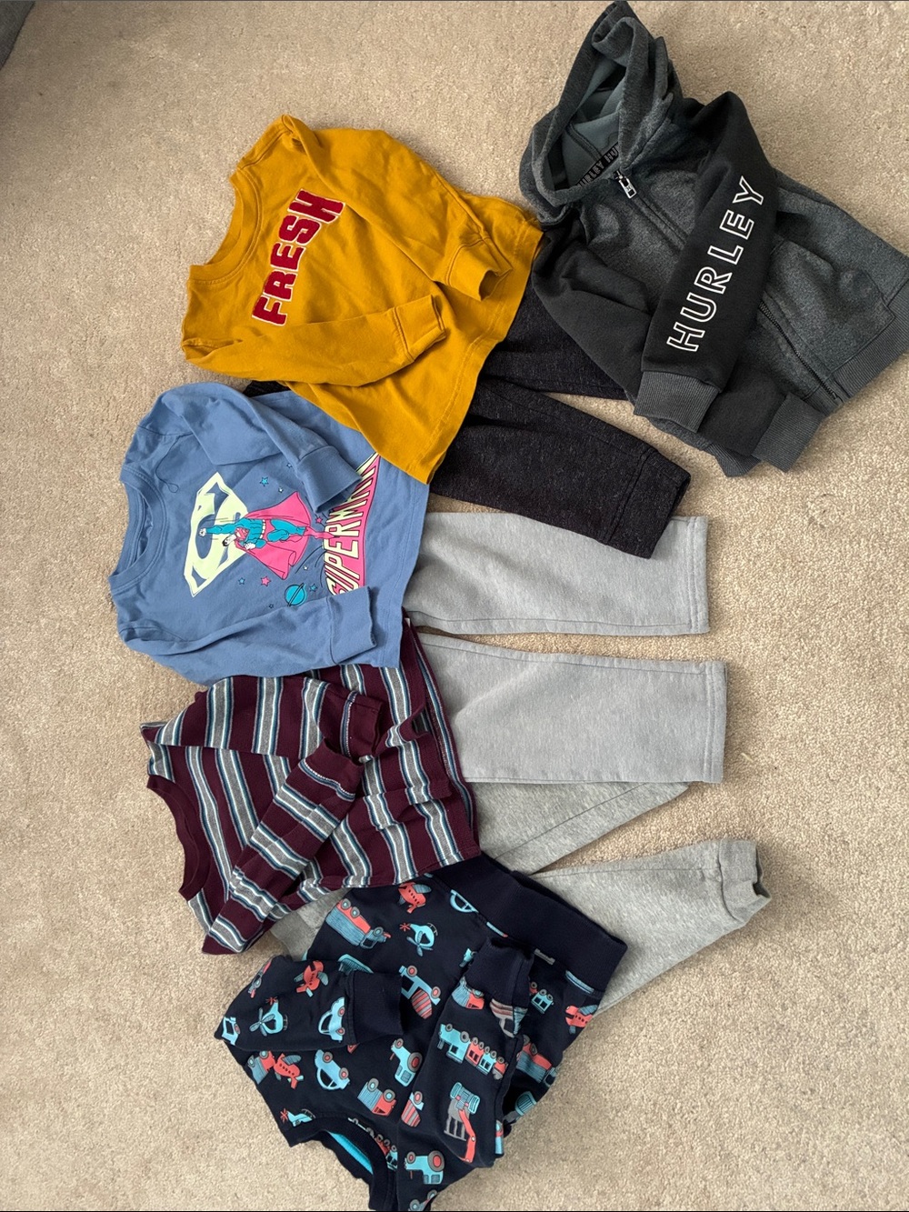 Hurley Black & Gray Zip Hoodie with Kids Sweatpants Set. Bundle.